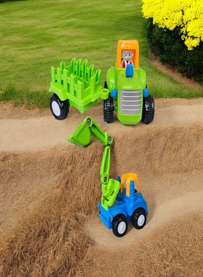 Stylbase Friction Powered Pull Back Vehicles for Kids Toys | Unbreakable Bulldozer Tractor and Trolley Toys for Kids | Push and Go Toy Set for Boys & Girls 3+ Years (Pack of 3) - Image 4